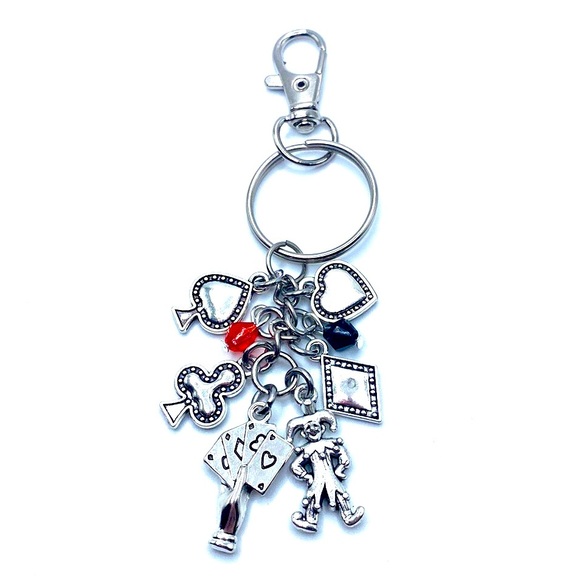 Card Player Keychain Bag Charm Poker Playing Cards Theme - Picture 1 of 3